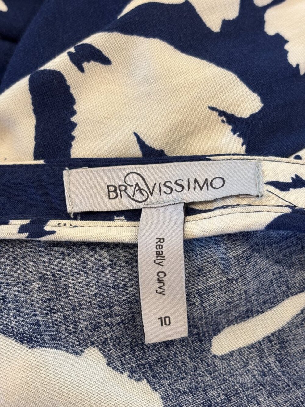 Bravissimo "Really Curvy" Navy Floral Faux Wrap Midi Dress Size 10 Like New — image 5 of 6